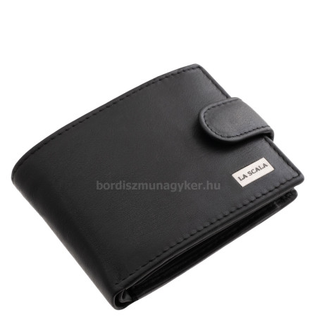 Kisméretű férfi pénztárca valódi bőrből fekete színű La Scala CNA102/T