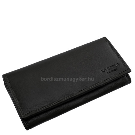 La Scala valódi bőr női pénztárca RFID fekete ANC281