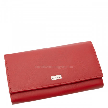 Portefeuille femme en cuir véritable La Scala RFID rouge CNA064
