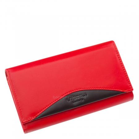 La Scala Damen-Geldbörse aus echtem Leder, RFID, rot/schwarz, CRS438