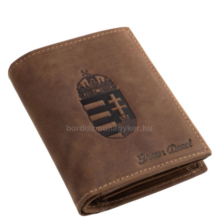 Magyar címer mintás bőr irattartó pénztárca díszdobozban GreenDeed MCIM3072 barna