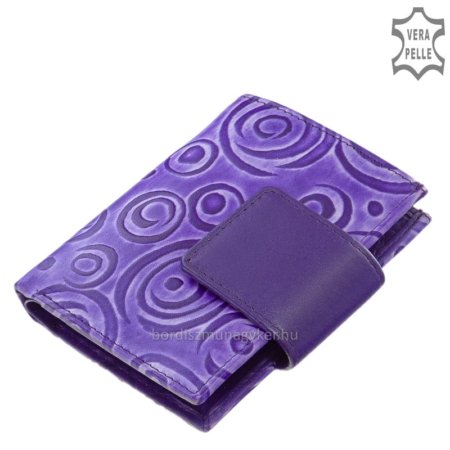 Patterned women's card holder made of genuine leather purple GIULTIERI HP808 / T