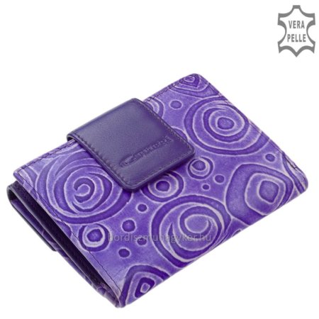 Patterned women's wallet made of genuine leather purple GIULTIERI HP120