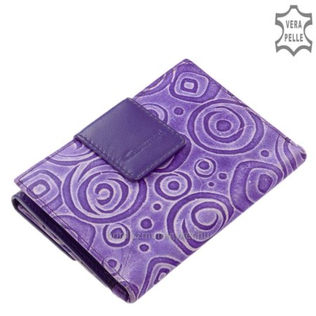 Portefeuille femme à motifs en cuir véritable violet GIULTIERI HP121