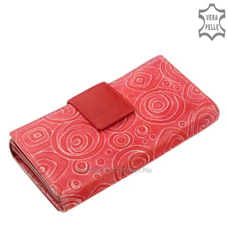 Mønstret pung til kvinder lavet af ægte læder rød GIULTIERI HP108