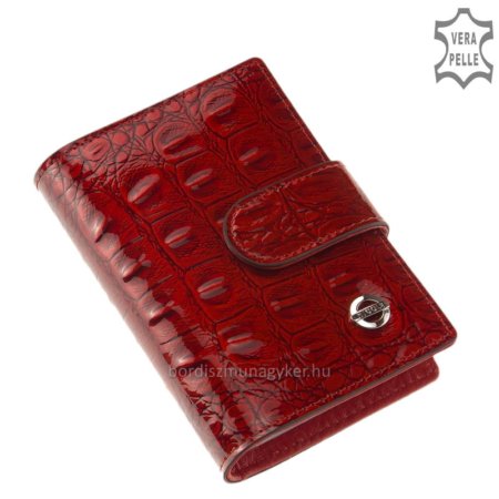 Kožený držák karty Nicole croco v červené barvě C42003-587