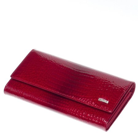 Portefeuille femme en cuir Nicole croco rouge 72401-014