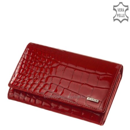 Skórzany portfel damski Nicole Croco czerwony C57006-145
