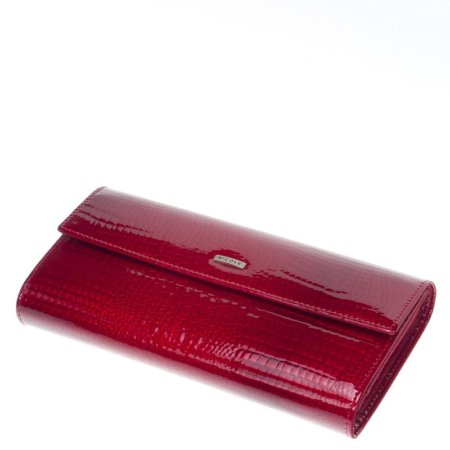 Portefeuille femme en cuir Nicole croco rouge C72402-014
