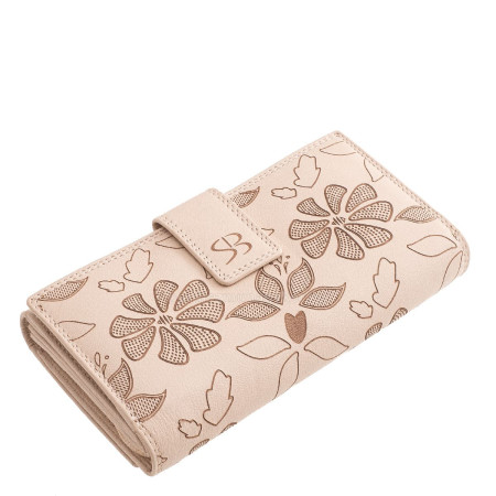 Ženska usnjena denarnica z lasersko izrezanim vzorcem SLV108 svetlo bež