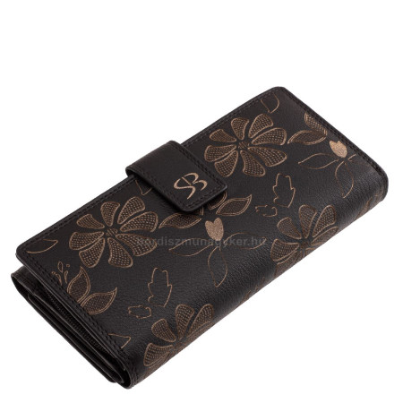 Ženski kožni novčanik s laserski izrezanim uzorkom SLV452 crne boje