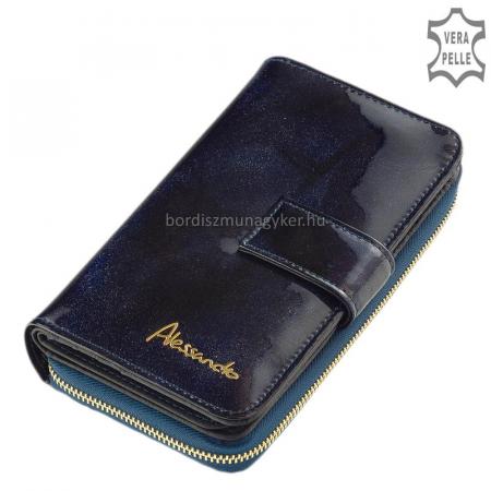 Dámska peňaženka z lakovanej kože Alessandro Paoli modrá 52-17
