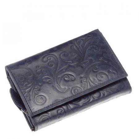 Portfel damski z kwiatowym wzorem OC-6 niebieski