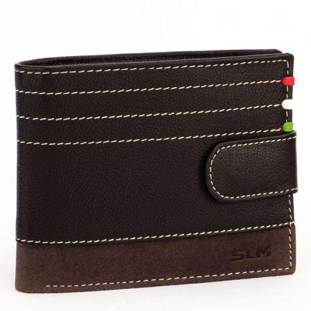 Moška denarnica SLM s stikalom rjava SE09 / T