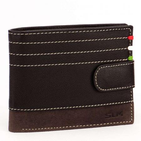 SLM férfi pénztárca átkapcsolóval barna SE6002L/T