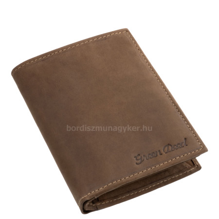 Természetes felületű bőr irattartó pénztárca díszdobozban GreenDeed BHF3072 barna