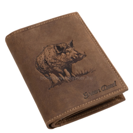 Portafoglio portadocumenti in pelle con motivo cinghiale in confezione regalo GreenDeed VADD3072/T marrone