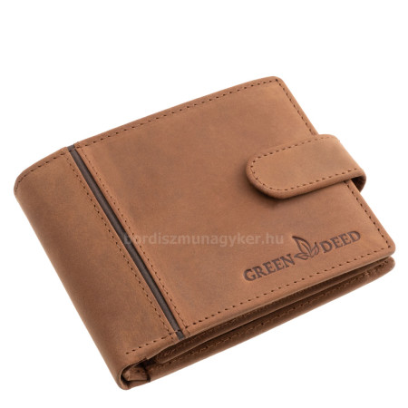 Valódi bőr férfi pénztárca átkapcsolóval GreenDeed világos barna BHB1021/T