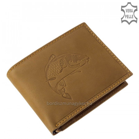 Muški novčanik od prave kože sa šaranskim uzorkom smeđi RFID VAPR09