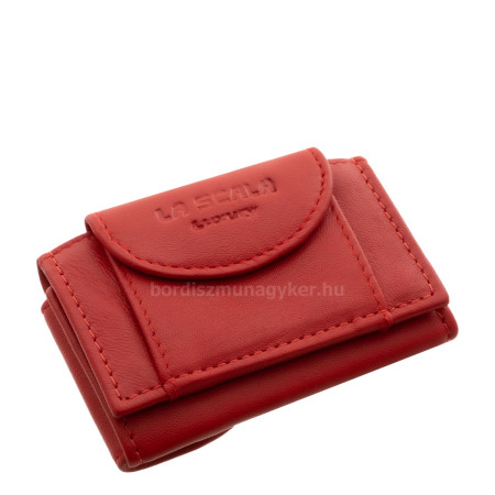 Valódi bőr kisméretű pénztárca kulcstartóval La Scala Luxury LNR09 piros