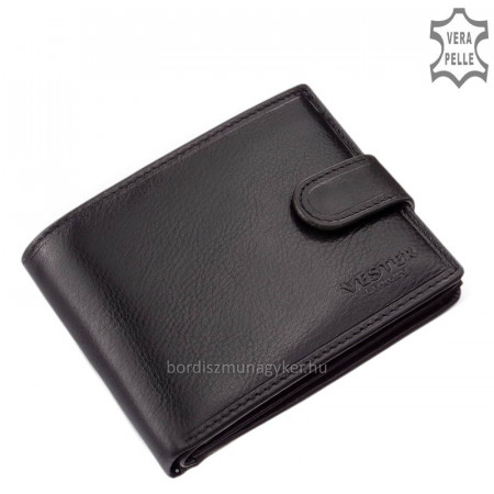 Vester Portefeuille pour homme en cuir véritable de luxe avec boîte-cadeau VES1027 / T noir