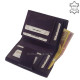 Skórzany portfel damski z wzorem liter fioletowy SCL121