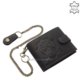 Skórzany portfel z łańcuszkiem czarny RFID MPA1021/T