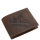 Bőr pénztárca vadászgép mintával GreenDeed FJET1021 barna