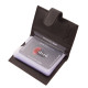 Suport card din piele Corvo Bianco cu inserție în dungi RFID negru RCCS808/T