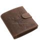 GreenDeed valódi bőr férfi irattartó pénztárca szarvasfej mintával SBF02/T barna