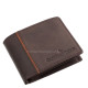 Kleine leren herenportemonnee met sluiting GreenDeed bruin BHB102
