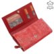 Gedessineerde damesportemonnee gemaakt van echt leer rood GIULTIERI HP108