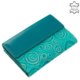 Patterned women's wallet made of genuine leather turquoise GIULTIERI HP122