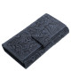 Women's wallet with flower pattern Sylvia Belmonte genuine leather DVM35 dark blue