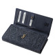 Women's wallet with floral pattern Sylvia Belmonte genuine leather DVM452 dark blue